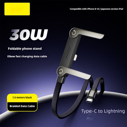2-in-1 Fast Charging Foldable Stand Cable – USB-A & Type-C to Type-C